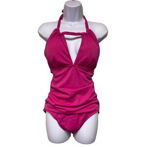 NEW! Lauren Ralph Lauren Pink  Ruched One Piece Swimsuit Women's Size 8